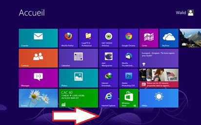 Ecran d'accueil Windows 8