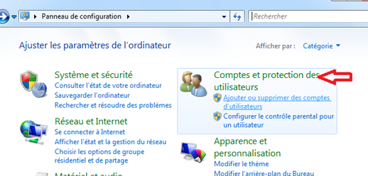 Fenêtre protection des utilisateurs de Windows 7