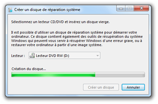 Créer un disque de réparation de Windows 7
