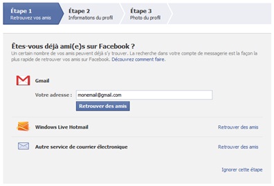 Ajout de contacts email comme amis sur Facebook