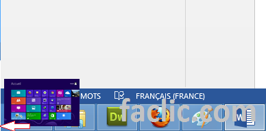 Bouton bureau accueil Windows 8