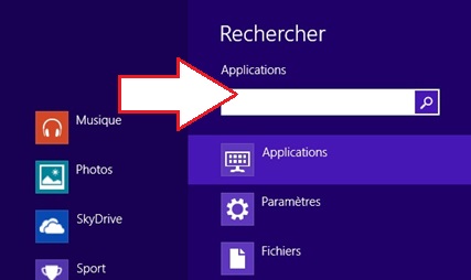 Rechercher une application sur Windows 8