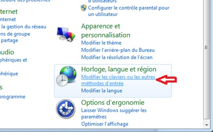 Bouton panneau de configuration Windows 7