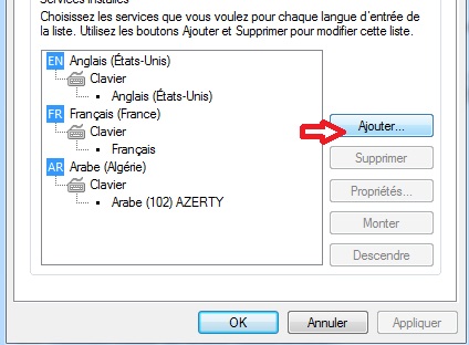 Langue de clavier Windows 7