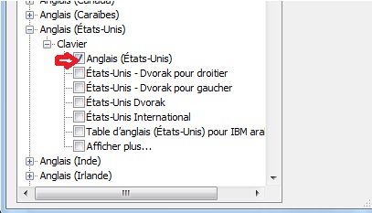 Choix de langue de clavier Windows 7