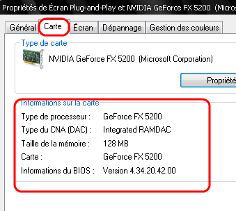Voir la taille de ma carte graphique sur Windows XP