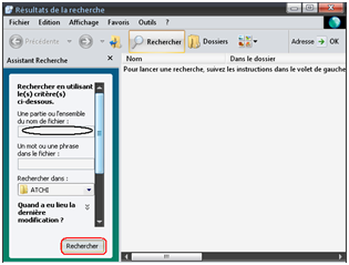 Chercher un fichier dans un dossier sous windows xp
