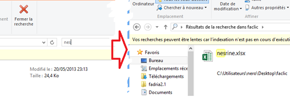 Résultat de recherche d'un fichier Windows 8