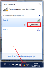 Chercher une connexion WIFI sous windows Seven