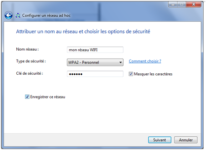 créer un réseau wifi sécurisé sous windows 7