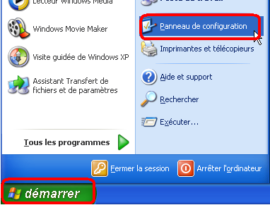 Panneau de configuration de Windows XP