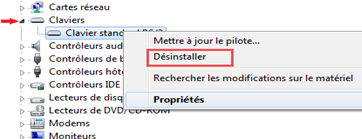 Désinstaller un périphérique sous windows 7