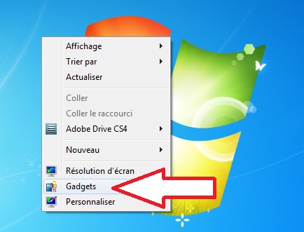 Bouton gadgets bureau windows 7