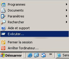 Bouton Exécuter Windows XP