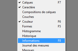 afficher les informations Photoshop