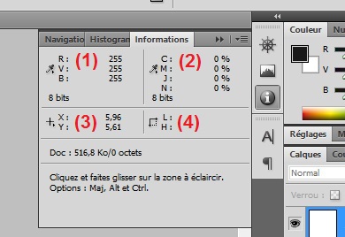 La fenêtre informations de Photoshop