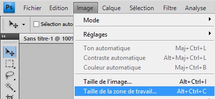 Taille de la zone de travail