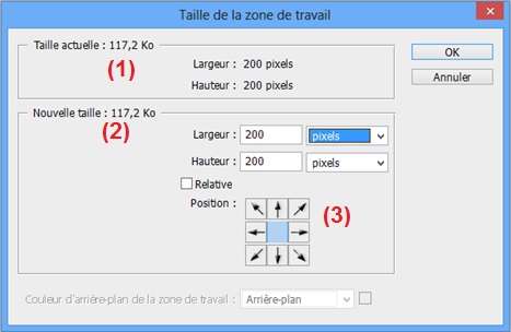 Taille de la zone de travail