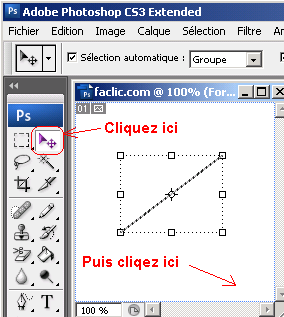 Créer une ligne droite avec photoshop