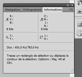 Fenêtre informations Photoshop