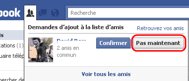 refuser et accepter une demande d'ajout Facebook