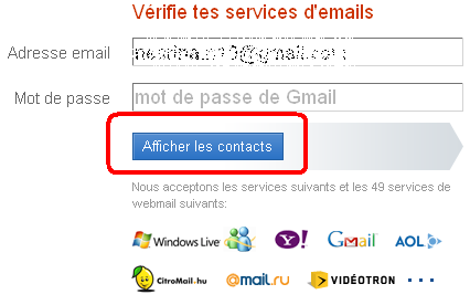 Ajouter mes contacts mail sur bodoo