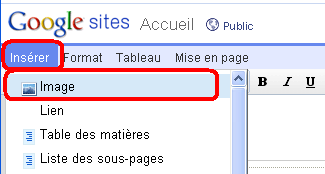 Ajouter une image dans une page google sites