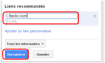 Formulaire pour indiquer un lien sur le profil google plus