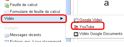 Ajouter un vidéo youtube dans une page de site google sites