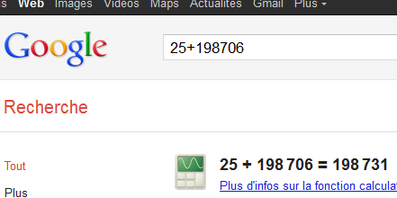 Simple calculatrice google avec une recherche