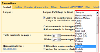 Changer la langue de votre compte Gmail