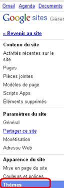 Comment changer le thème google site