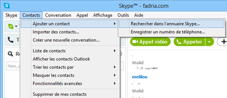 Ajouter contact Skype