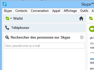 Rechercher contact Skype