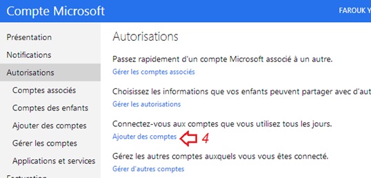 Ajouter des comptes pour connecter à Outlook