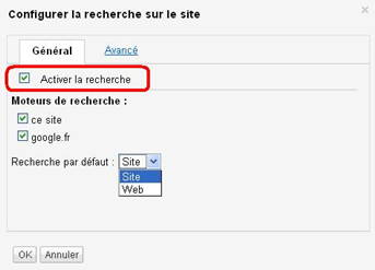 Ajouter un moteur de recherche web sur google sites