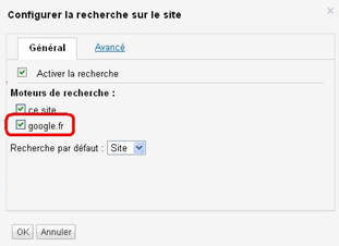 Configurer la recherche sur mon site google sites