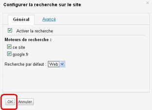 Configurer la recherche sur mon site google sites