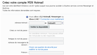 créer un compte Hotmail