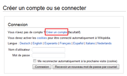 créer un compte Wikipédia