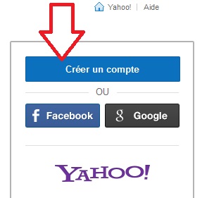 Boouton pour créer une boîte email sur Yahoo