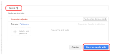 créer un nouveau cercle sur google plus