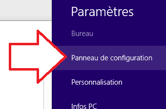 Panneau de configuration Windows 8