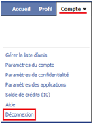 Lien pour déconnecter son compte Facebook