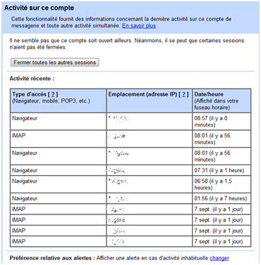 Consulter les dernières connexions à votre compte Gmail