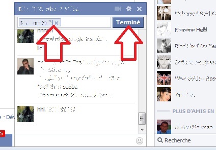 Fenêtre chat en groupe Facebook