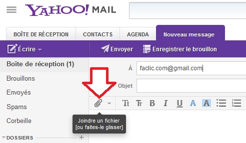 Envoyer un fichier avec Yahoo mail