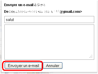 Formulaire pour envoyer un message privé à un contact google plus