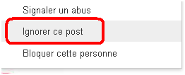 lien pour ignorer un post google plus