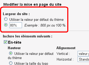 modifier la largeur de site google sites